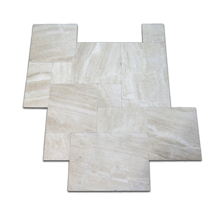 Avorio Travertine French Pattern Tumbled Paver