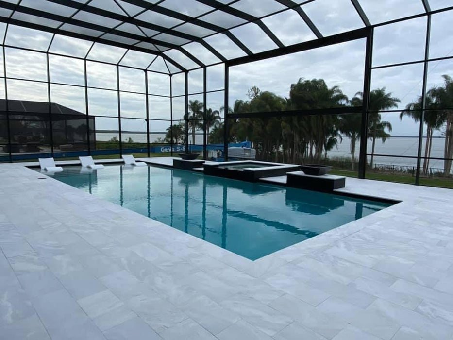 Bianco White Vein Cut French Pattern Sandblasted Brushed Paver