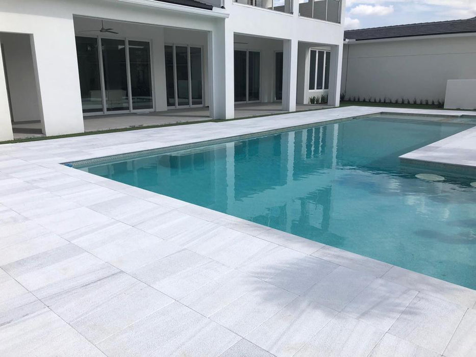 Bianco White Vein Cut French Pattern Sandblasted Brushed Paver