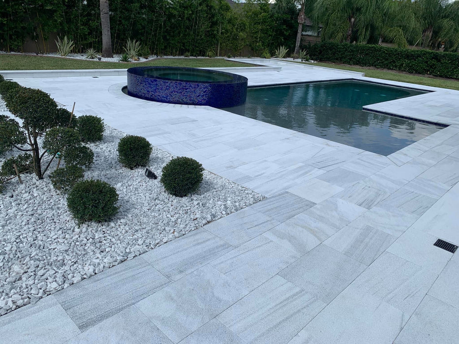 Bianco White Marble 16 X 24 Sandblasted and Brushed Paver
