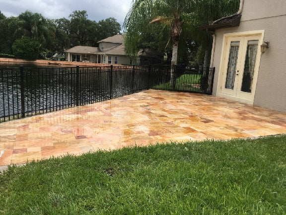 Autumn Blend Travertine French Pattern Tumbled Paver