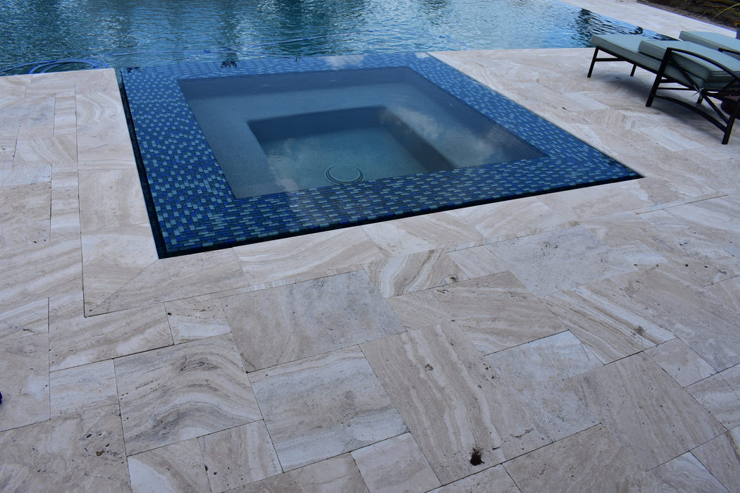 Avorio Travertine French Pattern Tumbled Paver