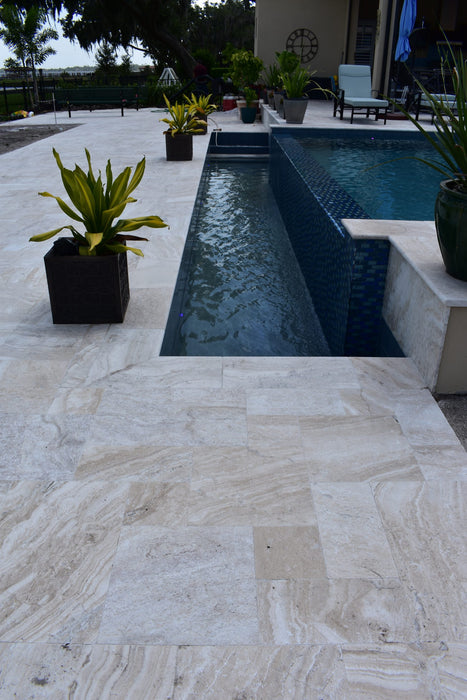 Avorio Travertine French Pattern Tumbled Paver