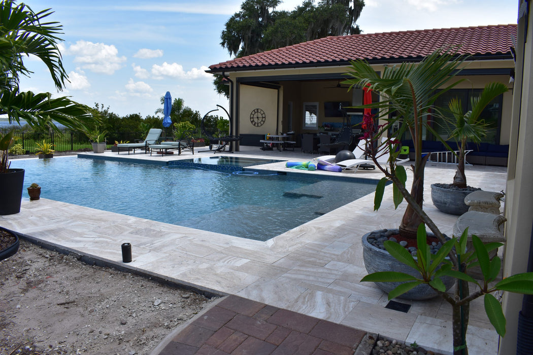 Avorio Travertine French Pattern Tumbled Paver