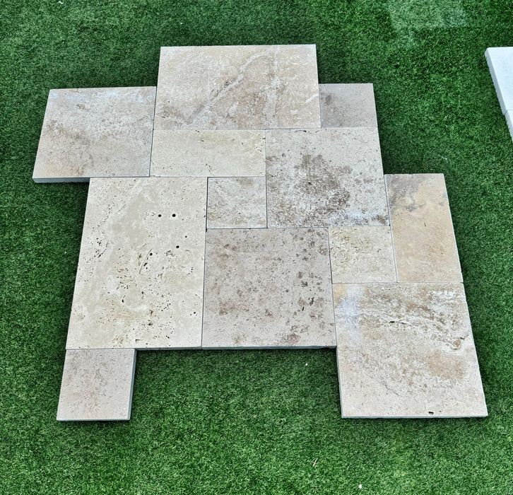 Tuscany Travertine French Pattern Tumbled Paver