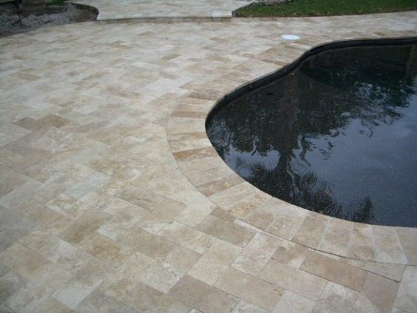 Walnut Travertine French Pattern Tumbled Paver