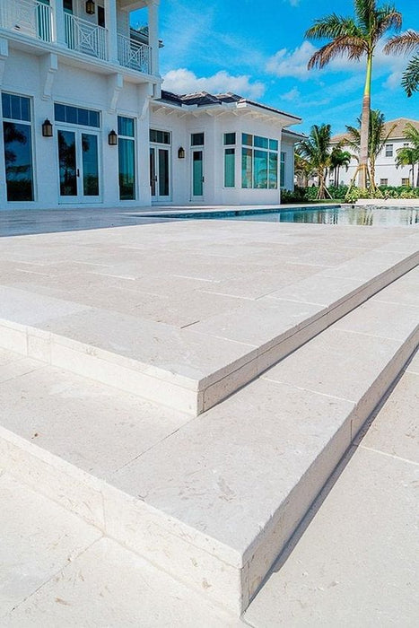 White Sea Shell 12 x 24 Tumbled Pool Coping